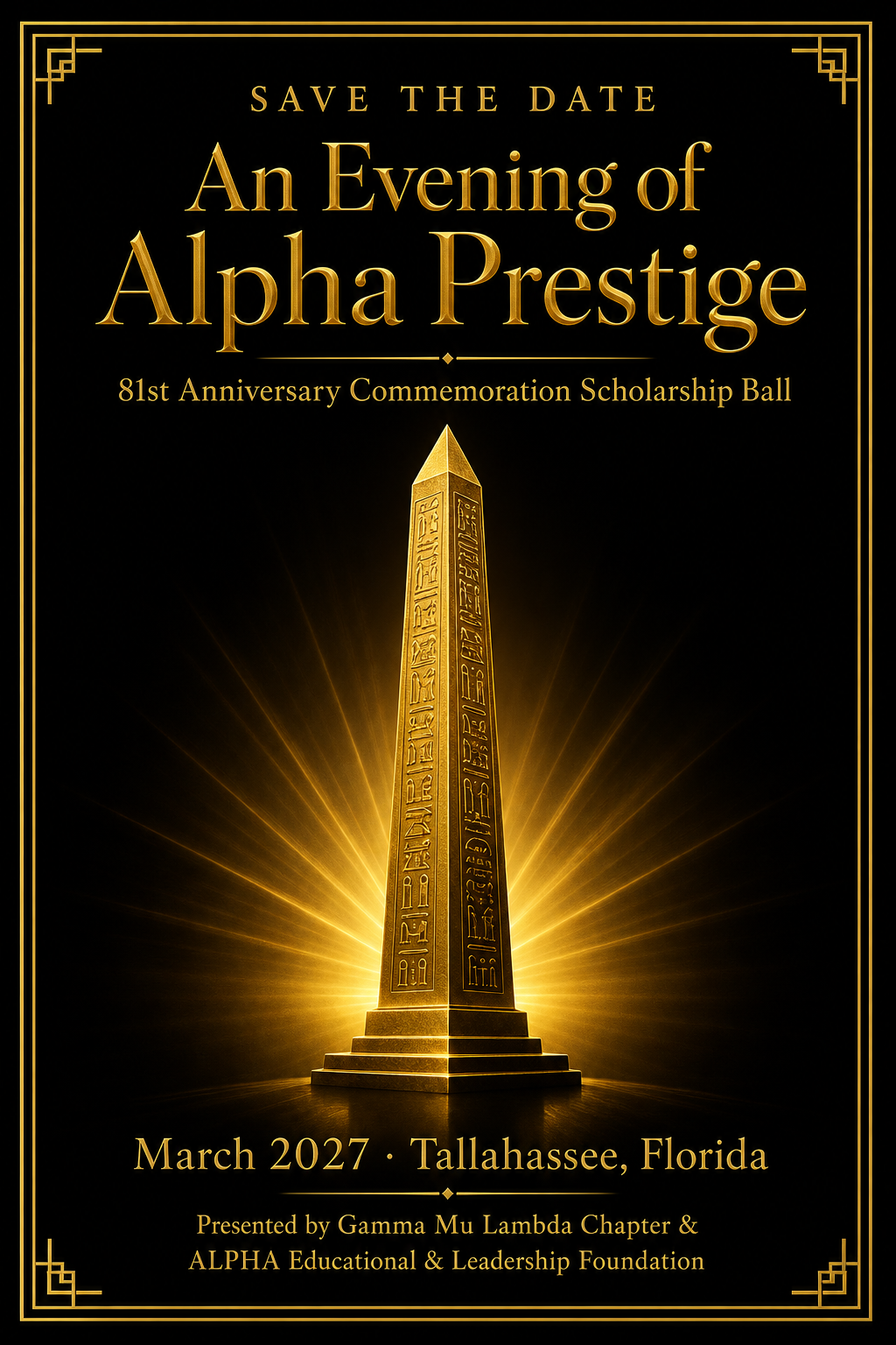 2027 Anniversary Scholarship Ball save-the-date flyer