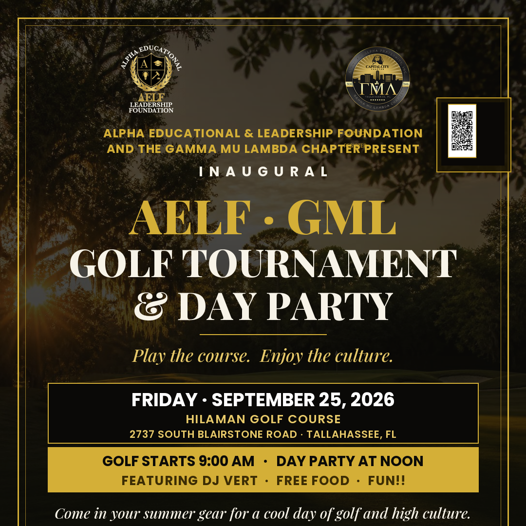 Inaugural AELF · GML Golf Tournament & Day Party — official flyer